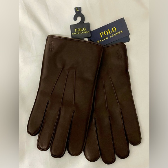 🆕 Polo Ralph Lauren Insulated Sheepskin Touch Screen Gloves. Dark Brown, Large - Picture 3 of 12